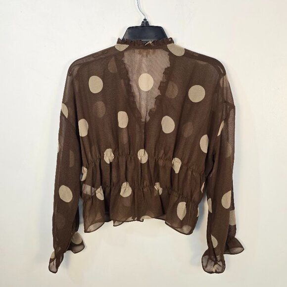 Parker Sheer Polka Dot Shirred Blouse Small - Picture 3 of 8